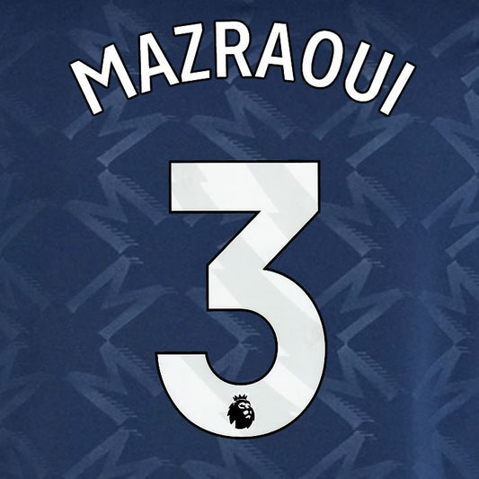 2024 2025 MANCHESTER UNITED MAZRAOUI 3 AWAY WHITE PLAYER SIZE NAMESET