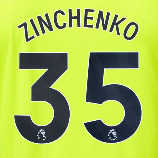 ARSENAL 2023/24 ZINCHENKO 35 OFFICIAL AVERY DENNISON BLACK PLAYER SIZE NAME SET