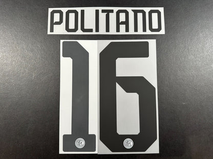 INTER MILAN 2019 2020 POLITANO 16 OFFICIAL AWAY BLACK PLAYER SIZE NAMESET