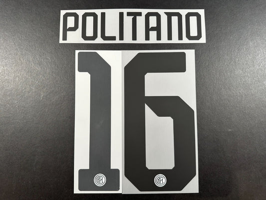INTER MILAN 2019 2020 POLITANO 16 OFFICIAL AWAY BLACK PLAYER SIZE NAMESET