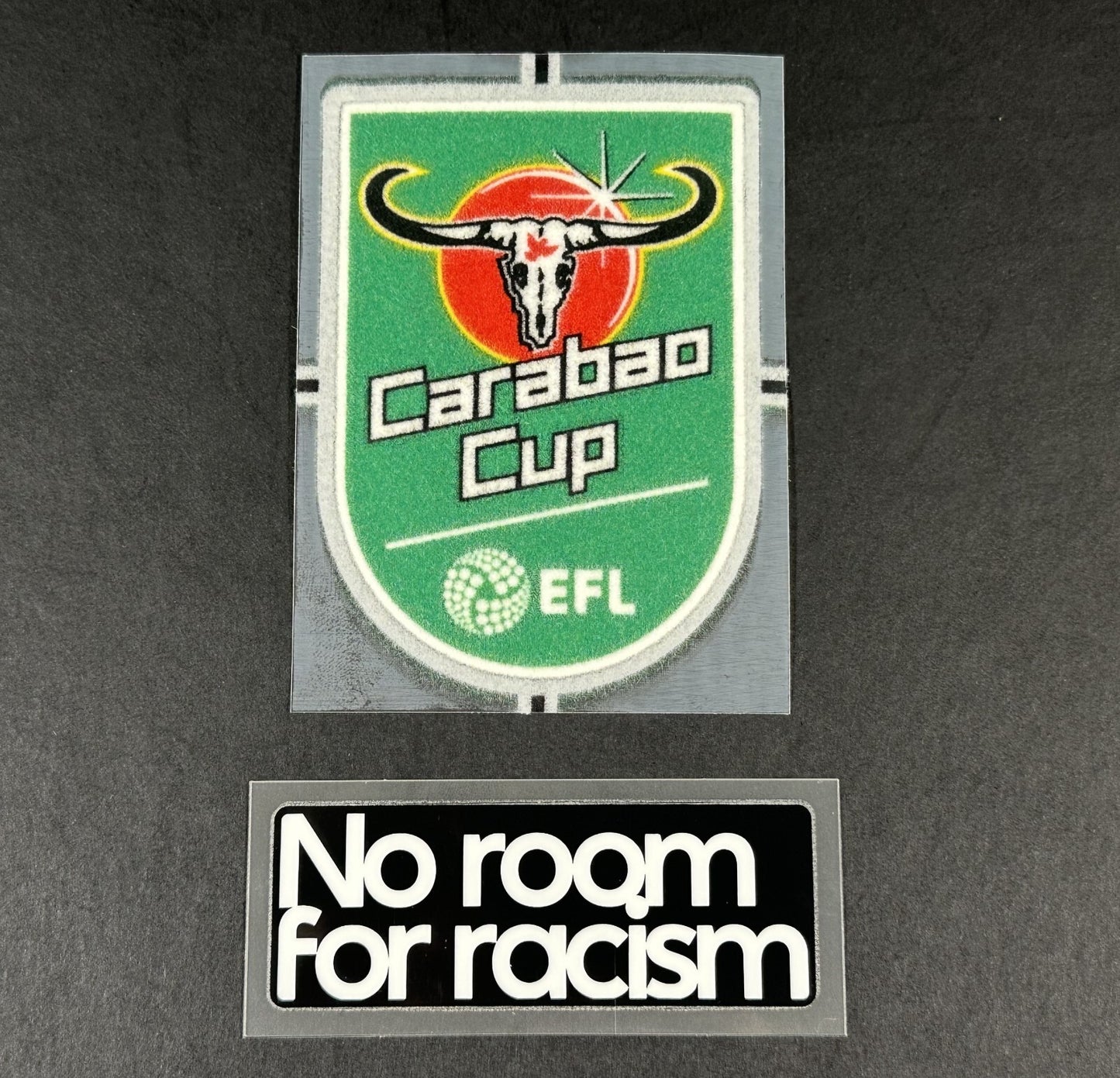 2023 2025 EFL CARABAO CUP & NO ROOM FOR RACISM SLEEVE PATCHES PLAYER SIZE