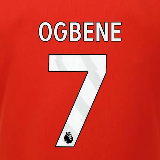2023 2024 LUTON TOWN OFFICIAL OGBENE 7 WHITE HOME PLAYER SIZE NAMESET