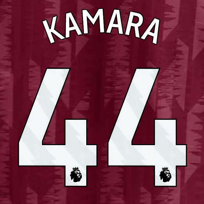 2023 2024 ASTON VILLA KAMARA 44 OFFICIAL WHITE HOME PLAYER SIZE NAMESET
