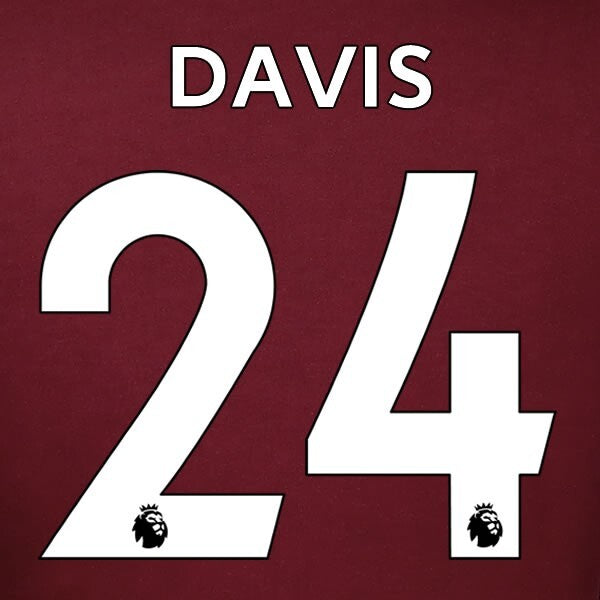 LEEDS UNITED 19-23 DAVIS 24 OFFICIAL AVERY DENNISON WHITE PLAYER SIZE NAME SET