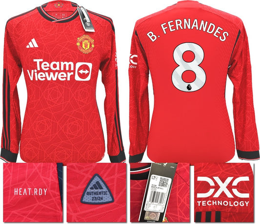 BNWT 23 24 AUTHENTIC MANCHESTER UNITED ADIDAS HOME SHIRT LS B.FERNANDES 8