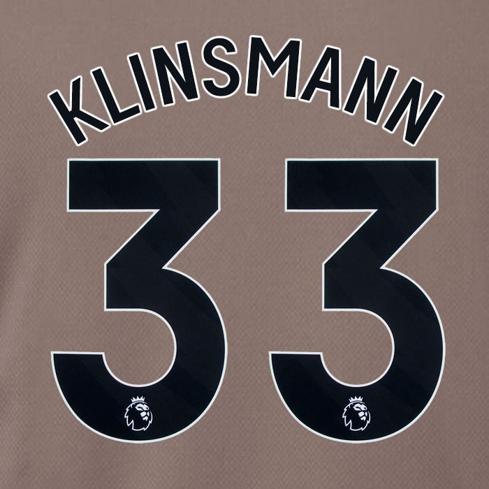 SPURS 2023 2024 KLINSMANN 33 BLACK 3RD AWAY PLAYER SIZE NAME SET