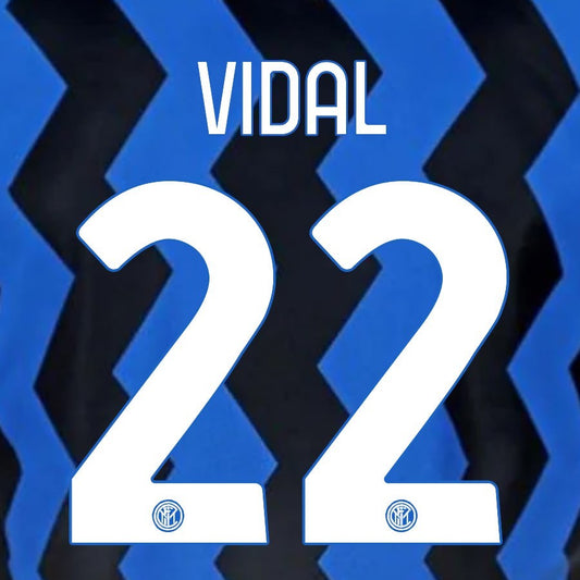 2020 2021 INTER MILAN OFFICIAL HOME VIDAL 22 PLAYER SIZE NAMESET