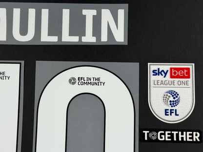 2425 WREXHAM A.F.C.  MULLIN 10 OFFICIAL WHITE HOME PLAYER SIZE NAME & PATCH SET