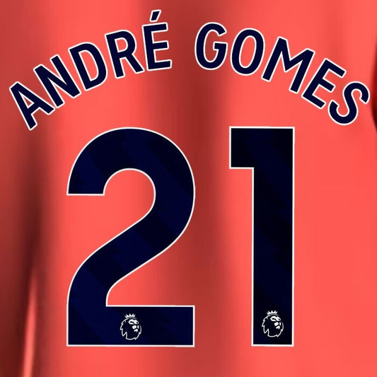 2023 2024 EVERTON ANDRE GOMES 21 OFFICIAL BLUE AWAY PLAYER SIZE NAMESET