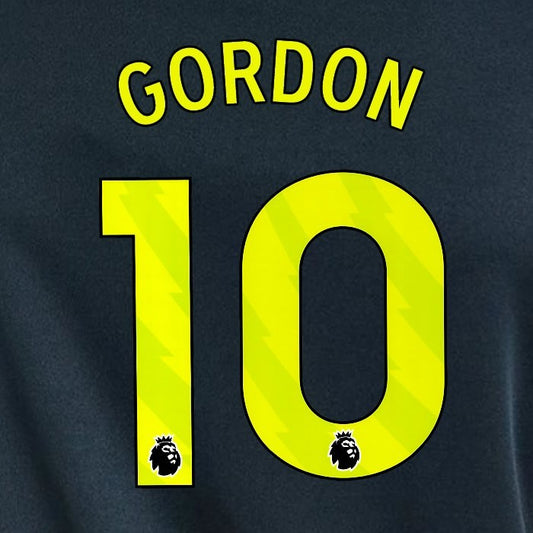 2023 2024 NEWCASTLE GORDON 10 OFFICIAL YELLOW 3rd PLAYER SIZE NAME SET