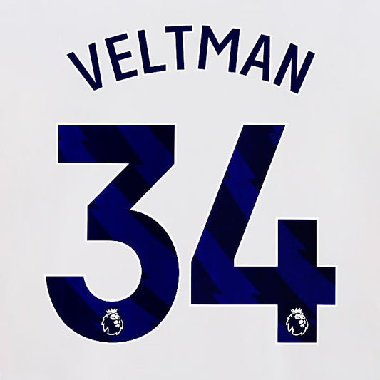 2024 2025 OFFICIAL BRIGHTON VELTMAN 34 HOME BLUE PLAYER SIZE NAMESET