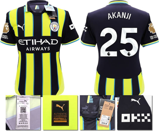 BNWT 24 25 MAN CITY PUMA AWAY AKANJI 25 + PATCHES FOOTBALL SHIRT MEN'S XXL