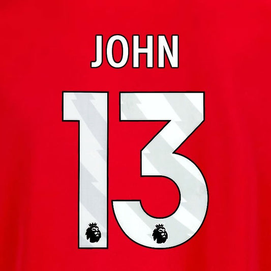 2025 2026 OFFICIAL NOTTINGHAM JOHN 13 WHITE HOME PLAYER SIZE NAMESET