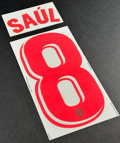 2019 2020 OFFICIAL ATLETICO MADRID SAUL 8 AWAY PLAYER SIZE NAMESET