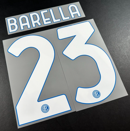 INTER MILAN 2020 2021 BARELLA 23 OFFICIAL HOME WHITE PLAYER SIZE NAMESET