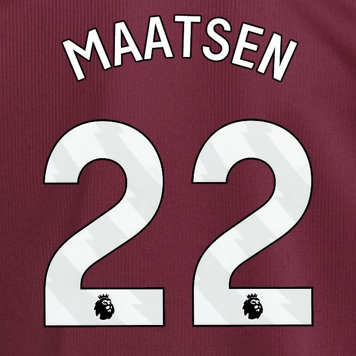 2024 2025 ASTON VILLA MAATSEN 22 OFFICIAL WHITE HOME PLAYER SIZE NAMESET