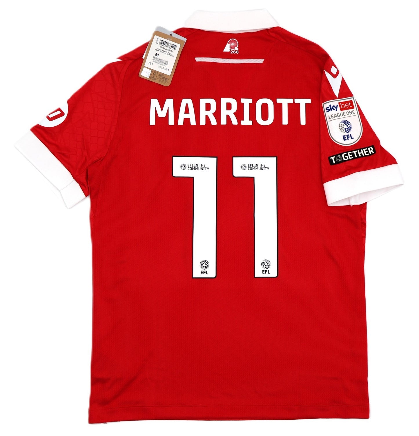 BNWT 2024 2025 WREXHAM A.F.C MACRON HOME SHIRT MARRIOTT 11 + PATCHES / MEDIUM