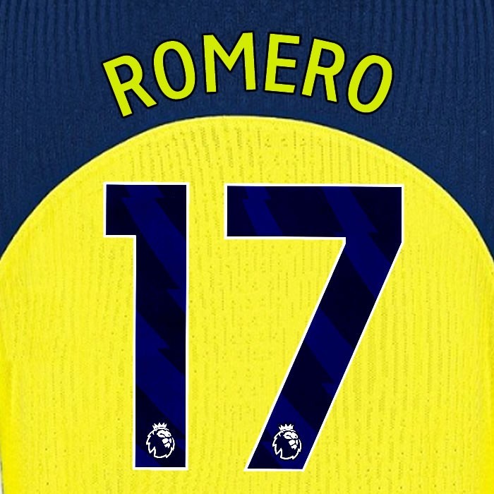 2025 2026 TOTTENHAM ROMERO 17 3RD PLAYER SIZE NAME SET