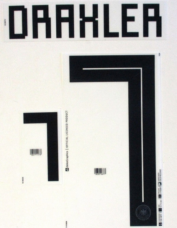 GERMANY 2018 WORLD CUP OFFICIAL DEKO GRAPHICS DRAXLER 7 HOME PLAYER SIZE NAMESET