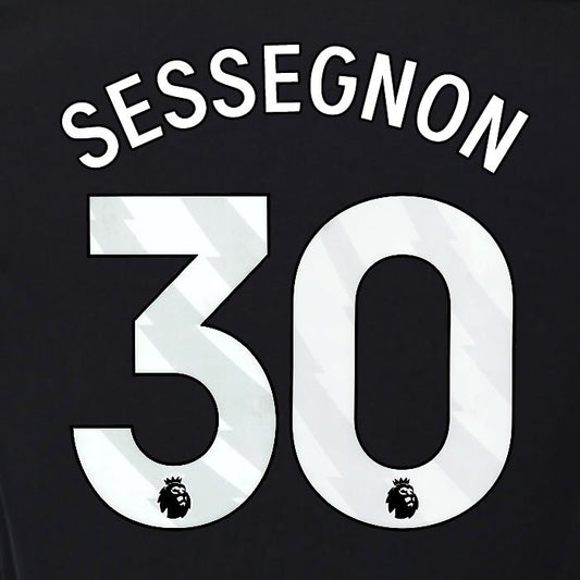 2025 2026 OFFICIAL FULHAM SESSEGNON 30 WHITE 3RD PLAYER SIZE NAMESET