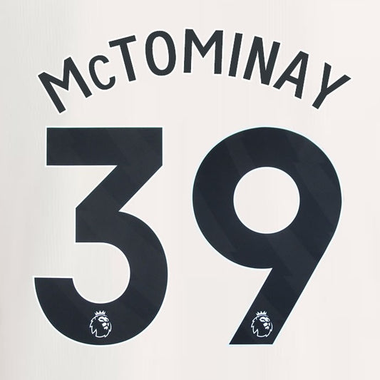 2023 2024 MANCHESTER UNITED McTOMINAY 39 3rd BLACK PLAYER SIZE NAMESET