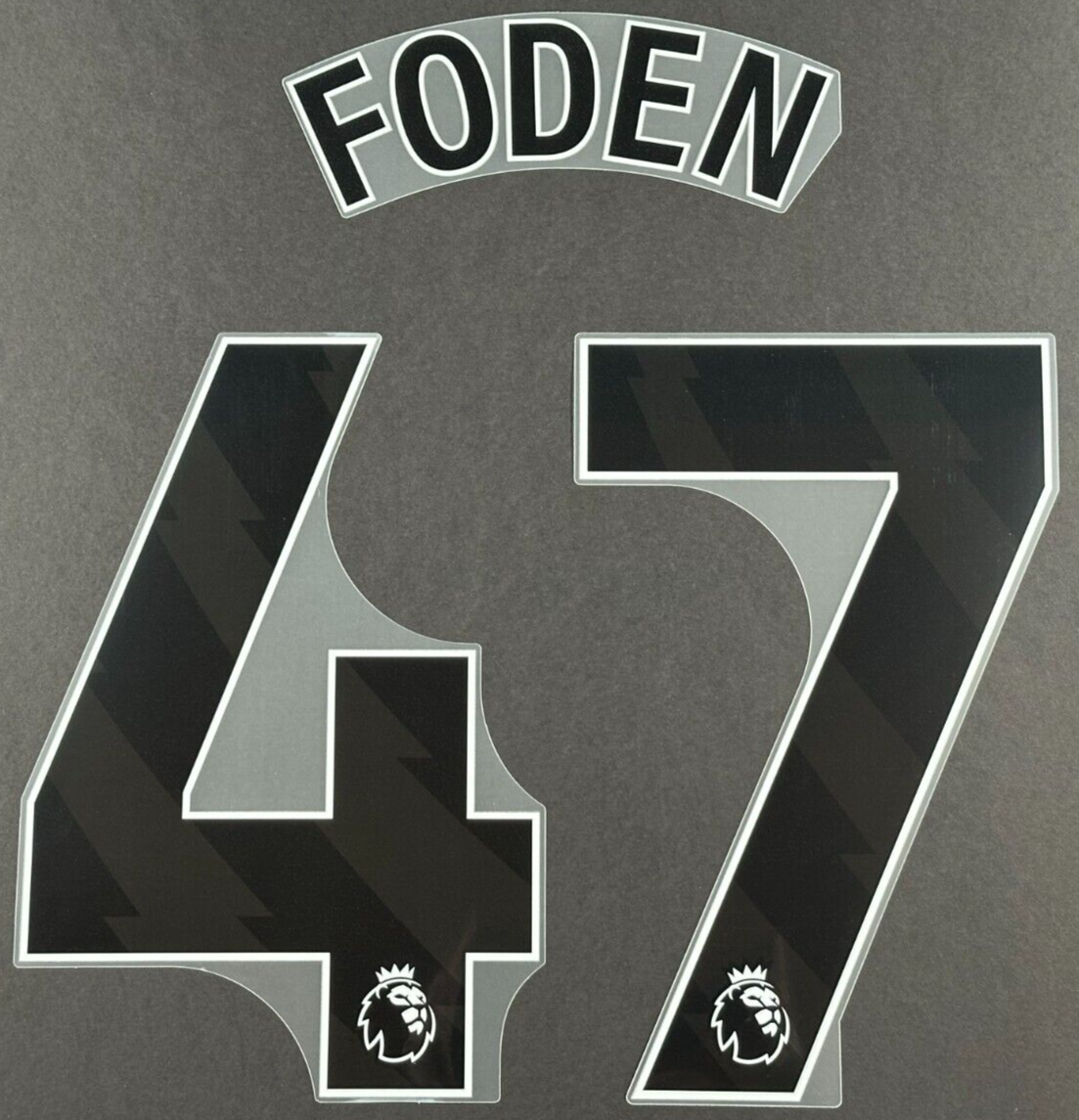 MAN CITY 2023 - 2024 FODEN 47 OFFICIAL AVERY DENNISON BLACK PLAYER SIZE NAME SET