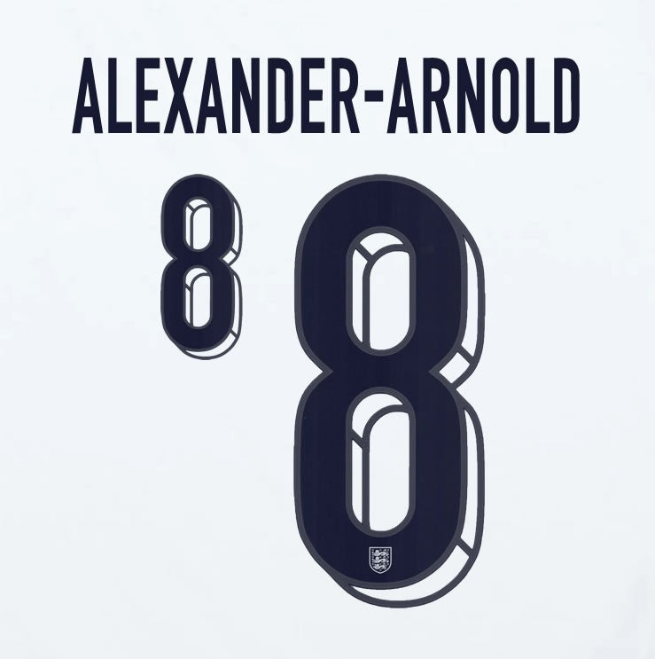 2024 2025 OFFICIAL ENGLAND ALEXANDER ARNOLD 8 HOME PLAYER SIZE NAME SET