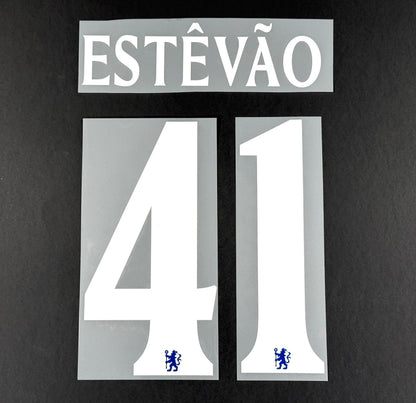 2025 2026 OFFICIAL CHELSEA ESTEVAO 41 HOME CUP PRINT PLAYER SIZE NAMESET