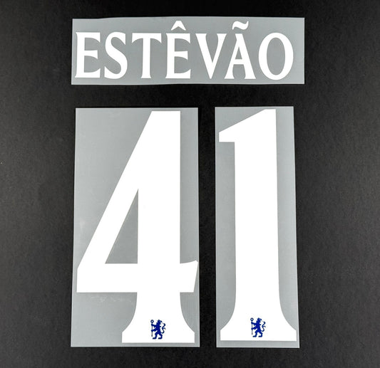 2025 2026 OFFICIAL CHELSEA ESTEVAO 41 HOME CUP PRINT PLAYER SIZE NAMESET