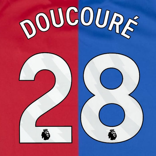 2023 2024 OFFICIAL CRYSTAL PALACE DOUCOURE 28 WHITE HOME PLAYER SIZE NAMESET