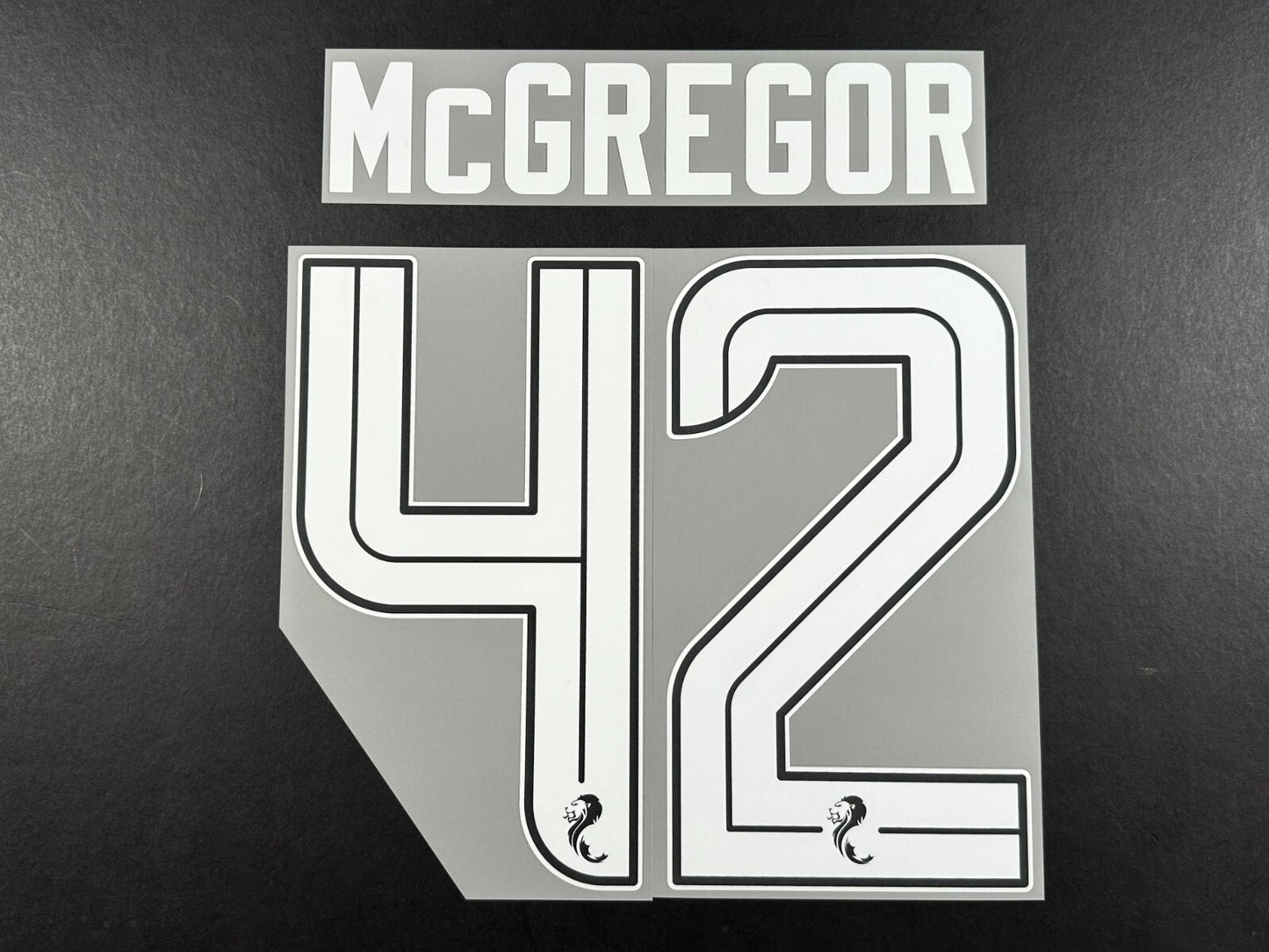 CELTIC 2024 2025 OFFICIAL SPORTING ID McGREGOR 42 AWAY WHITE PLAYER NAMESET