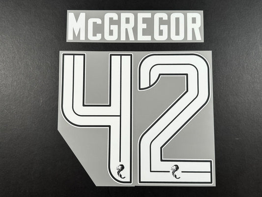 CELTIC 2024 2025 OFFICIAL SPORTING ID McGREGOR 42 AWAY WHITE PLAYER NAMESET