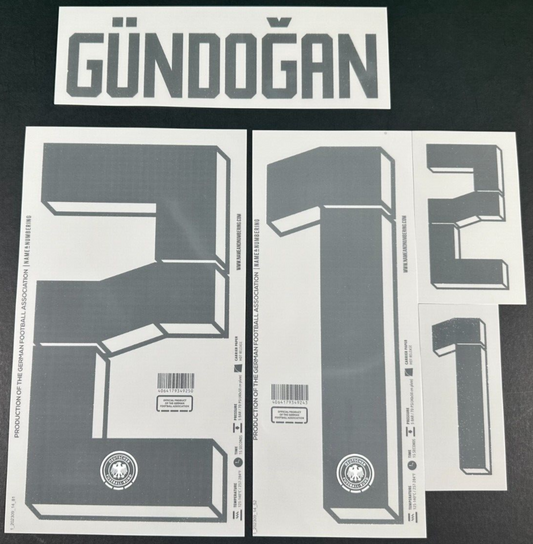 GERMANY 2024 2025 OFFICIAL NAME & NUMBERING GUNDOGAN 21 HOME PLAYER SIZE NAMESET