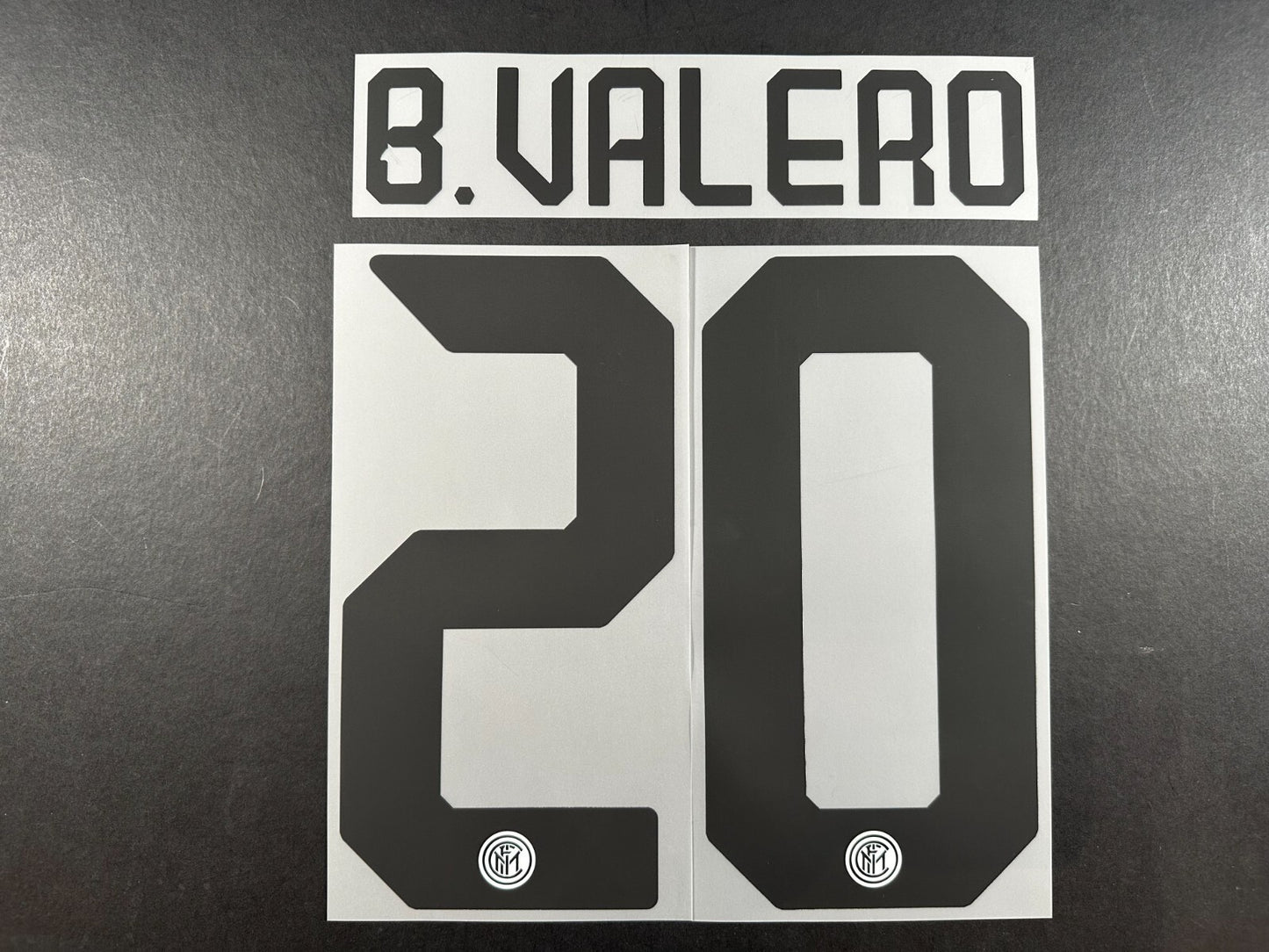 INTER MILAN 2019 2020 B. VALERO 20 OFFICIAL AWAY BLACK PLAYER SIZE NAMESET