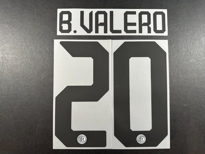 INTER MILAN 2019 2020 B. VALERO 20 OFFICIAL AWAY BLACK PLAYER SIZE NAMESET