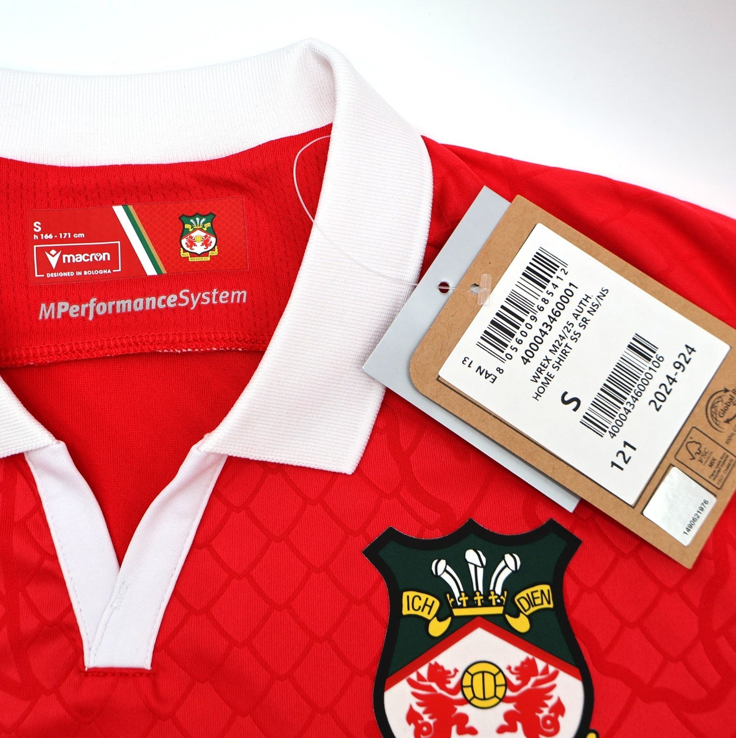 BNWT 2024 2025 WREXHAM A.F.C MACRON HOME SHIRT MULLIN 10 + PATCHES / SMALL