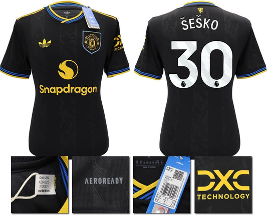 BNWT 2025 2026 MANCHESTER UNITED ADIDAS 3RD SHIRT SESKO 30