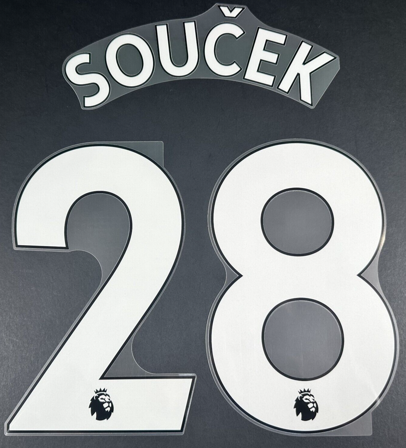 WEST HAM 2019-23 SOUCEK 28 OFFICIAL AVERY DENNISON WHITE PLAYER SIZE NAME SET