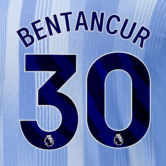 2024 2025 TOTTENHAM BENTANCUR 30 BLUE AWAY PLAYER SIZE NAME SET