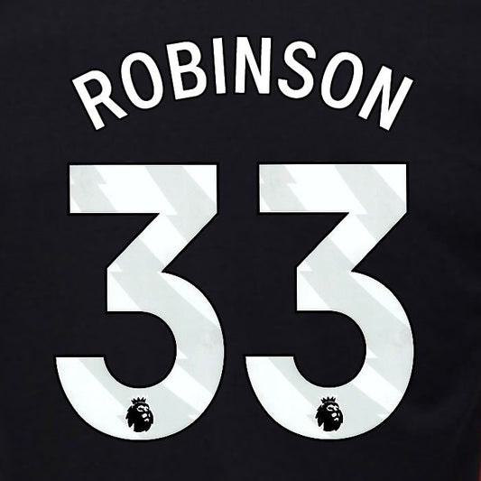 2024 2025 OFFICIAL FULHAM ROBINSON 33 WHITE AWAY PLAYER SIZE NAMESET