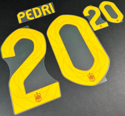 SPAIN 2024 2025 OFFICIAL AVERY DENNISON PEDRI 20 HOME PLAYER SIZE NAMESET