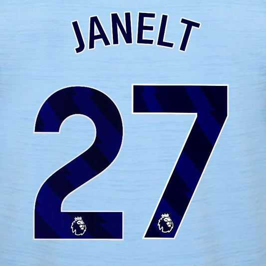 2023 2024 BRENTFORD JANELT 27 OFFICIAL BLUE AWAY PLAYER SIZE NAMESET