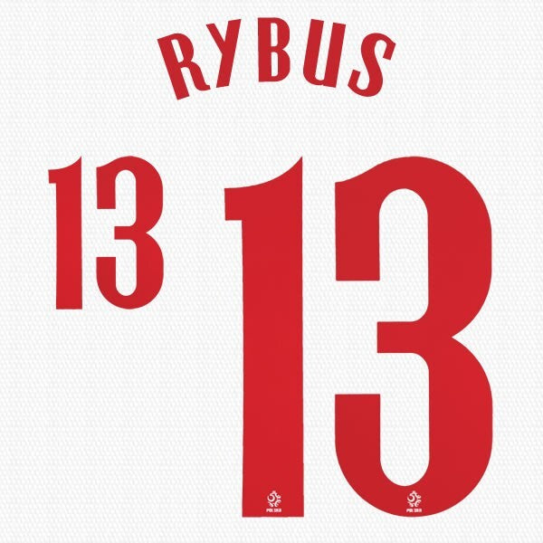 2020 2021 OFFICIAL POLAND RYBUS 13 HOME RED PLAYER SIZE NAMESET