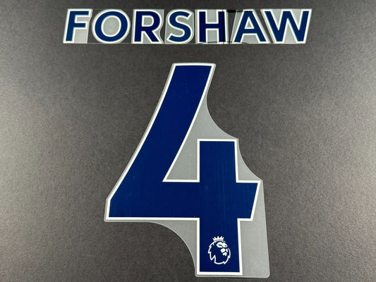 LEEDS UNITED 2022 2023 FORSHAW 4 OFFICIAL AVERY BLUE PLAYER SIZE NAME SET