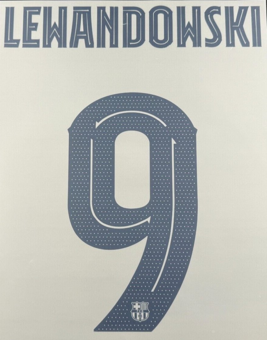 2023 2024 OFFICIAL BARCELONA LEWANDOWSKI 9 AWAY UCL NAMESET NAVY - PLAYER 255MM