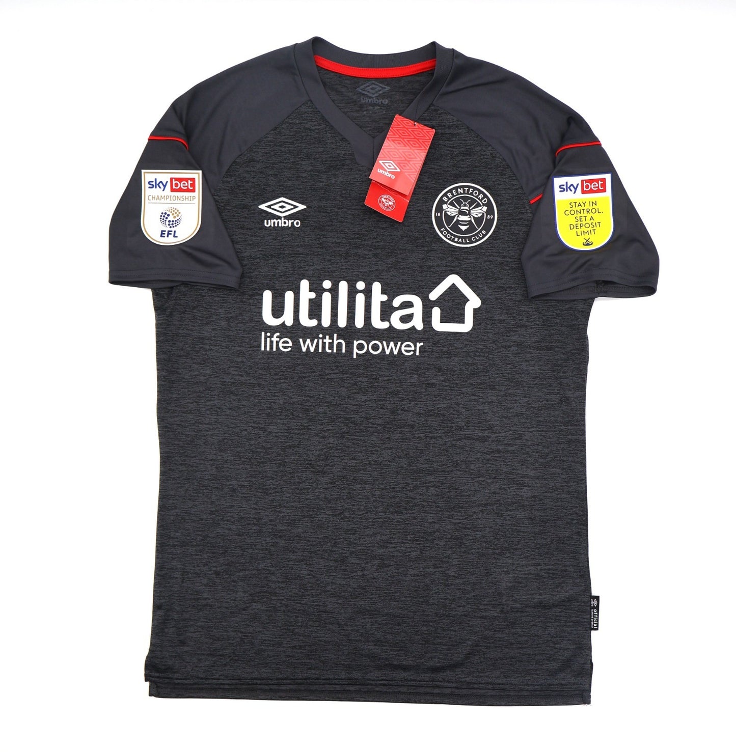 BNWT 2020 2021 UMBRO BRENTFORD AWAY SHIRT TONEY 17 + PATCHES MEN'S MEDIUM