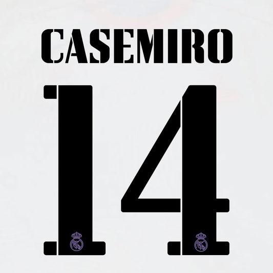 2022 2023 AVERY DENNISON REAL MADRID CASEMIRO 14 HOME BLACK PLAYER SIZE NAMESET