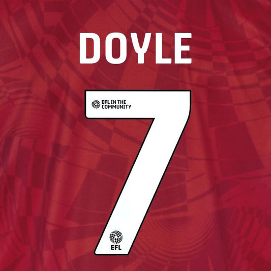 25 26  BIRMINGHAM CITY DOYLE 7 OFFICIAL WHITE 3RD PLAYER SIZE NAME SET 230MM