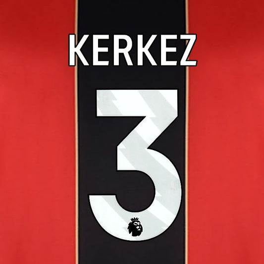 2024 2025 BOURNEMOUTH KERKEZ 3 WHITE HOME PLAYER SIZE NAME SET