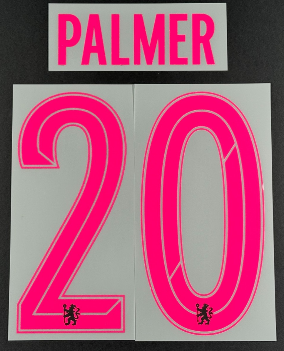 2024 / 2025 OFFICIAL CHELSEA PALMER 20 PINK THIRD CUP PLAYER SIZE NAMESET 265MM